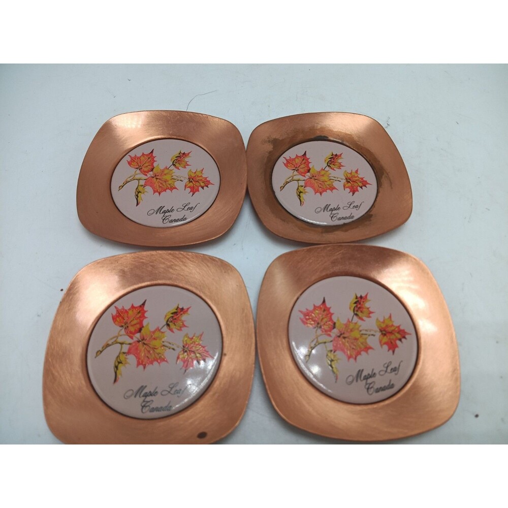 Set Of 4 Maple Leaf Copperware Coasters Maple Leaf Canada